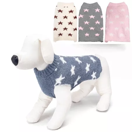 Sweter dla psa XL 40 cm żakardowy w gwiazdki miękki ciepły i wygodny - 8719138065271