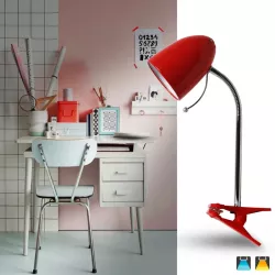 Lampa biurkowa z klipsem bez źródła światła Czerwona E27 - 8433325182304