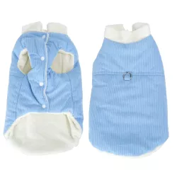 Płaszcz dla psa XXL 45 cm sztruksowy w jednolitym kolorze z klamrą - 8719138066148