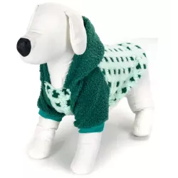 Płaszcz zimowy L 35 cm w kratkę dla psa z kapturem miękki i ciepły - 8719138065622