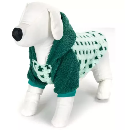 Płaszcz zimowy S 25 cm w kratkę dla psa z kapturem miękki i ciepły - 8719138065608