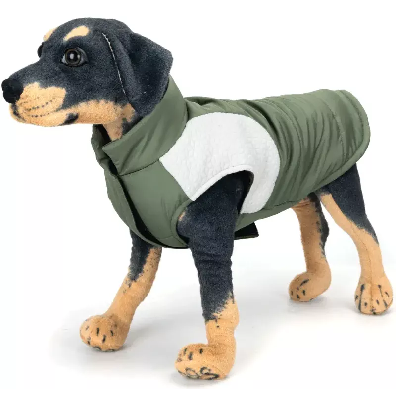 Płaszcz dla psa S 25 cm pikowany w jednolitym kolorze z białą wstawka - 8719138069231