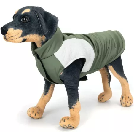 Płaszcz dla psa S 25 cm pikowany w jednolitym kolorze z białą wstawka - 8719138069231