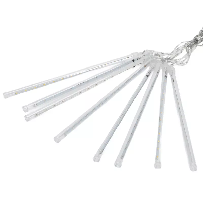 Lampki sople 8x30cm świąteczne meteory led padający śnieg ciepłe ip44 - 8433325366285