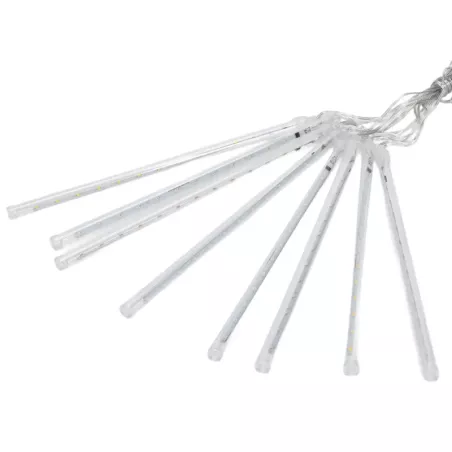 Lampki sople 8x30cm świąteczne meteory led padający śnieg ciepłe ip44 - 8433325366285