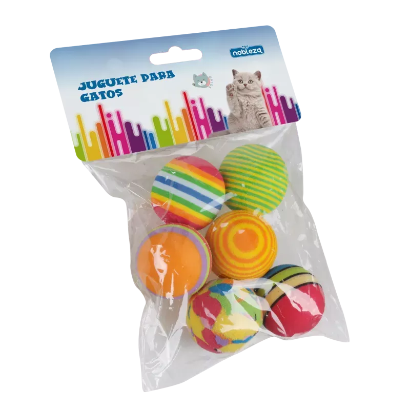 Zabawki dla kota kotka PIŁKI z pianki piłeczki kulki zabawki 6 szt - 8719138026272