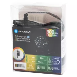 Sznur 30mb 300led kolorowych lampek Ip44 taśma świetlna z zasilaczem - 8433325381998