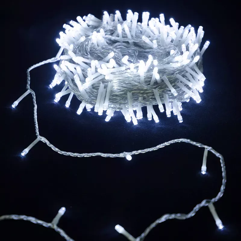 Sznur 30 m 300led zimnych lampek choinkowych led Ip44 z zasilaczem - 8433325380946