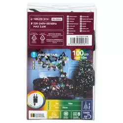 Sznur 10mb 100 led kolorowych lampek choinkowych led Ip44 z zasilaczem - 8433325002817