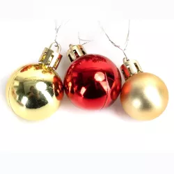 Lampki choinkowe na 3 baterie AA duże i małe bombki złote i czerwone - 8433325413668