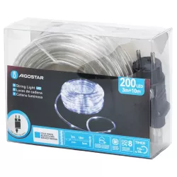 Wąż led 10mb sznur 200 led zimnych led Φ10mm z zasilaczem 8 funkcji - 8433325003074