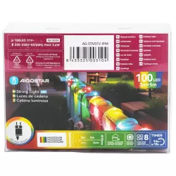 Wąż led 5mb kolorowy sznur 100 led RGBY Φ10mm z zasilaczem 8 funkcji - 8433325003104