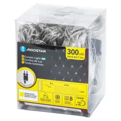 Siatka 300 led 4.5x1.5m ciepła kurtyna zewnętrzna niskonapięciowa - 8433325382391