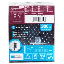 Siatka 300 led 4.5x1.5m biała zimna kurtyna zewnętrzna niskonapięciowa - 8433325382407