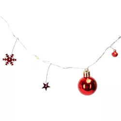 Lampki choinkowe 2m/20 led na 3 baterie AA czerwone bombki i gwiazdki - 8433325413620