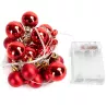 Lampki choinkowe 2m/20 led na 3 baterie AA duże i małe czerwone bombki - 8433325413651