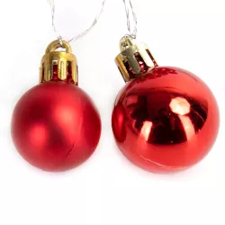 Lampki choinkowe 2m/20 led na 3 baterie AA duże i małe czerwone bombki - 8433325413651