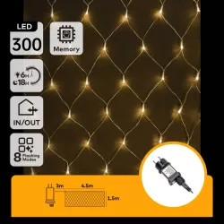 Siatka 300 led 4.5x1.5m ciepła kurtyna zewnętrzna niskonapięciowa - 8433325382391