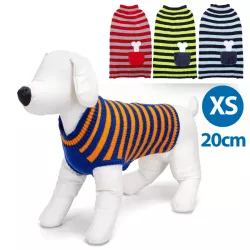 Sweter dla psa XS 20 cm w kontrastowe paski miękki ciepły i wygodny - 8719138064090