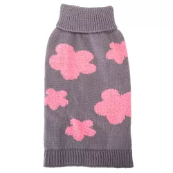 Sweter dla psa XS 20 cm żakardowy w kwiatki miękki ciepły i wygodny - 8719138064410