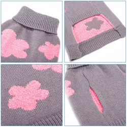 Sweter dla psa XXL 45 cm żakardowy w kwiatki miękki ciepły i wygodny - 8719138064687
