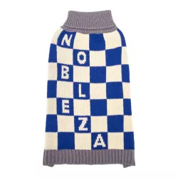 Sweter dla psa M 30 cm żakardowy w szachownicę miękki ciepły i wygodny - 8719138064250