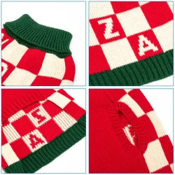 Sweter dla psa M 30 cm żakardowy w szachownicę miękki ciepły i wygodny - 8719138064250