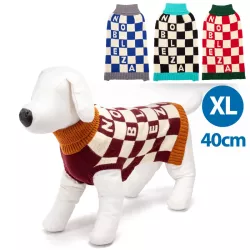 Sweter dla psa XL 35 cm żakardowy w szachownicę miękki ciepły wygodny - 8719138064274