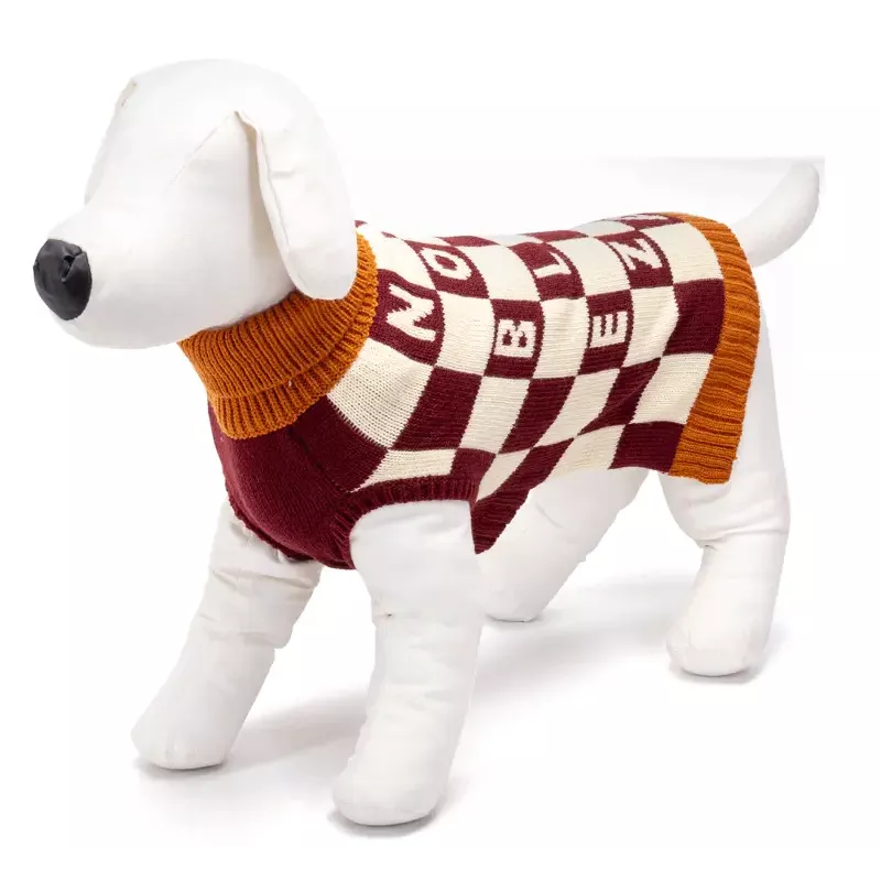 Sweter dla psa M 30 cm żakardowy w szachownicę miękki ciepły i wygodny - 8719138064250