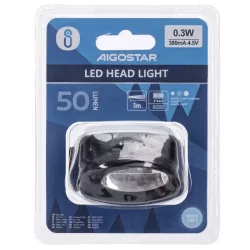 Czołówka 0.3W/50lm 2 tryby oświetlenia lampka na 3 baterie AAA - 8433325385132