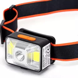 Czołówka 1.5W/100lm 3 rodzaje oświetlenia i światło ostrzegawcze USB - 8433325385163