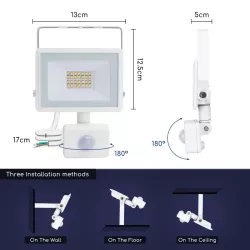 LED Ultracienki reflektor z czujnikiem biały 20W Odlewanie - 8433325202484