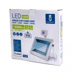 LED Ultracienki reflektor z czujnikiem biały 100W Odlewanie - 8433325202514