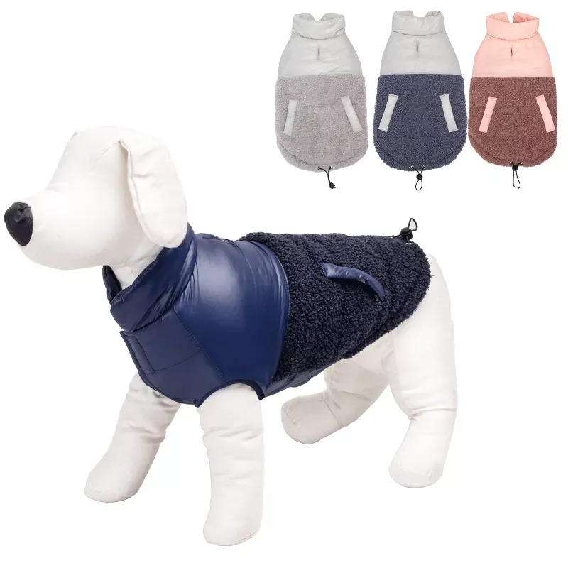 Płaszcz zimowy XXL 45 cm dla psa ciepły z futerkiem miękki puszysty - 8719138069156