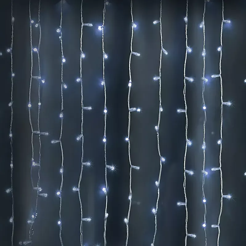 Kurtyna świetlna 0.9x1.2m 120 chłodnych lampek w 9 soplach 8 trybów - 8433325003692