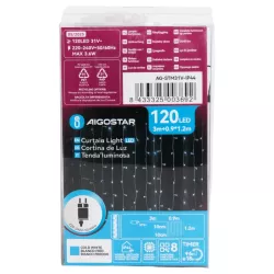 Kurtyna świetlna 0.9x1.2m 120 chłodnych lampek w 9 soplach 8 trybów - 8433325003692