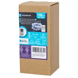 Lampki choinkowe zimne 10m z pozytywką sznur 100 led na baterie pilot - 8433325501297