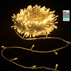 Lampki choinkowe ciepłe 10m z pozytywką sznur 100 led na baterie pilot - 8433325501303