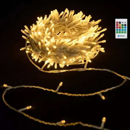 Lampki choinkowe ciepłe 10m z pozytywką sznur 100 led na baterie pilot - 8433325501303