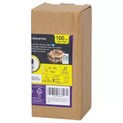 Lampki choinkowe ciepłe 10m z pozytywką sznur 100 led na baterie pilot - 8433325501303