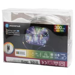 Wąż led 15mb kolorowy sznur 300 led RGBY Φ10mm z zasilaczem 8 funkcji - 8433325003128