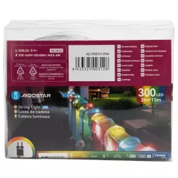 Wąż led 15mb kolorowy sznur 300 led RGBY Φ10mm z zasilaczem 8 funkcji - 8433325003128