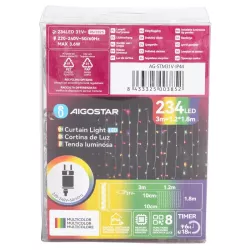 Kurtyna świetlna 1.2x1.8m 234 lampek RGBY led w 13 soplach 8 trybów - 8433325003852