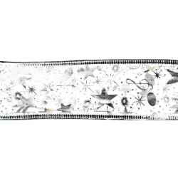 Szarfa choinkowa 5m w gwiazdki led na baterie AA kokarda chłodna biel - 8433325413576