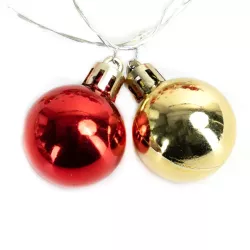 Lampki choinkowe 2m/20led bombki gwiazdki złote i czerwone na baterie - 8433325413637