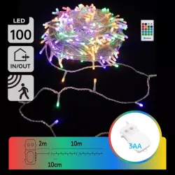 Lampki choinkowe 10m z pozytywką sznur 100 led RGBY na baterie pilot - 8433325501310