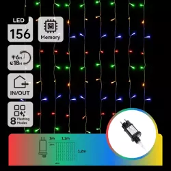 Kurtyna świetlna 1.2x1.2m 156 lampek led RGBY w 13 soplach 8 trybów - 8433325003739