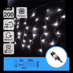 Sople 200 led białe zimne 50 równych zwisów na 10m kablu długość 0.4m - 8433325381226