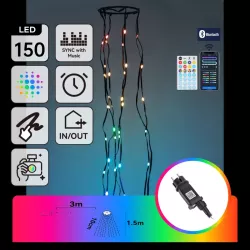 Lampki choinkowe 10x1.5m 150 RGBIC serowarnie z aplikacji lub pilota - 8433325412944
