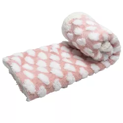 Koc 80x80cm ciepły włochacz dla psa lub kota z wzorem w chmurki roz S - 8719138072644